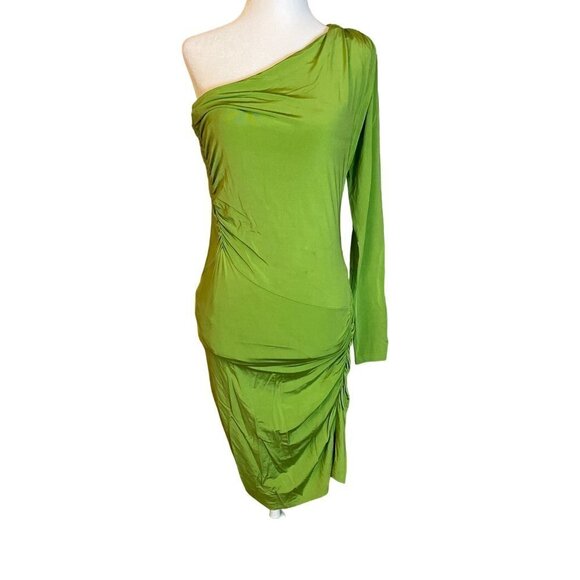 Atlein Collective One Shoulder Dress in Green XLarge Womens Jersey Mini - Picture 5 of 12